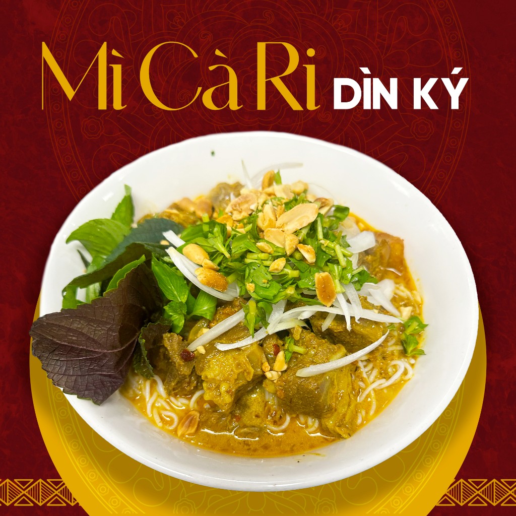 Mì Cà Ri — Vietnamese curry noodles with meat, herbs, and peanuts, Dìn Ký 2